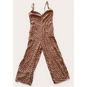 Abercrombie & Fitch coral White Polka Dot Sleeveless Wide-Leg V-Neck Jumpsuit L